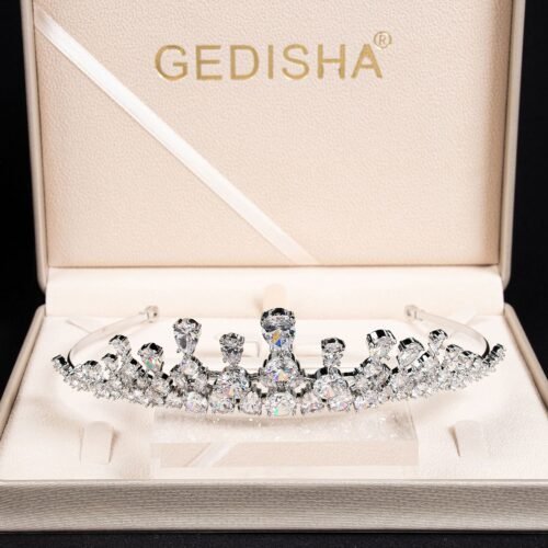 Korean High‑End Zircon Bridal Crown — Elegant Princess Wedding Headdress & Hair Accessory
