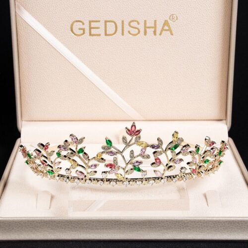 Brilliant Elegant Leaf Diamond‑Look Crown — High‑End Bridal & Celebration Headpiece