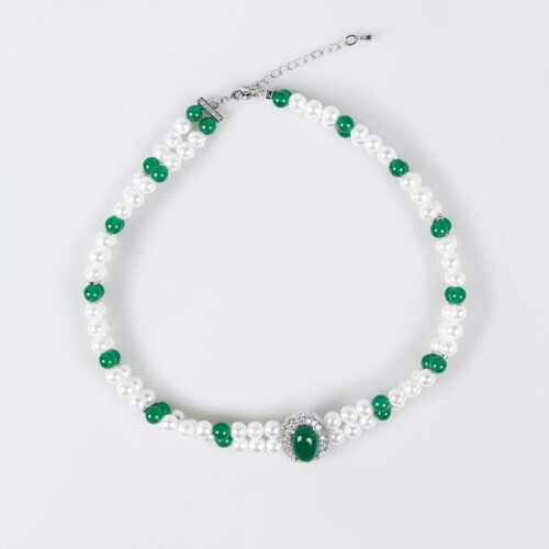 Fresh & Stylish Mixed‑Color Faux Pearl Necklace — Trendy Light Luxury Zircon Women