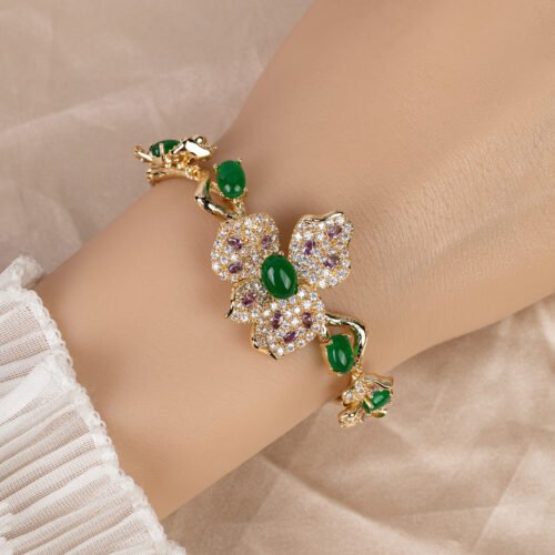 Elegant Wisteria Floral Zircon Bracelet — Light‑Luxury Women’s Versatile Fashion Jewelry