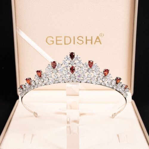 Vintage Blue Crystal Diamond‑Look Crown — Elegant Bridal & Birthday Hair Accessory