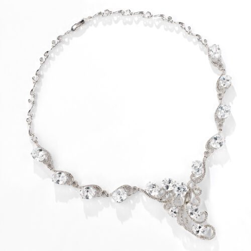 2025 Fashion Luxury Zircon Necklace & Earrings Set — Elegant Two‑Piece Bridal & Versatile Jewelry