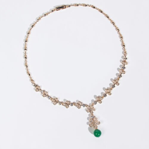 Customizable Cross‑Border Geometric Zircon Flower Necklace & Earrings Set — Elegant Pendant Jewelry