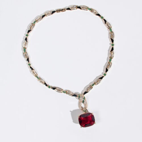 European & American Style Snake-Inspired Geometric Zircon Necklace — Light Luxury Fashion