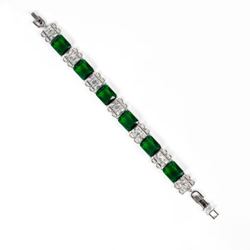 High‑Sense Small Square Zircon Bracelet — Color Treasure Statement Bracelet for Women