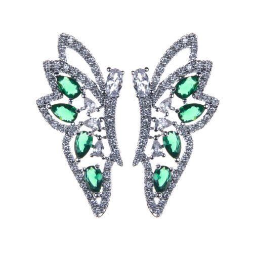 Colorful 3D Butterfly Zircon Long Earrings – Elegant Light‑Luxury Fashion Jewelry