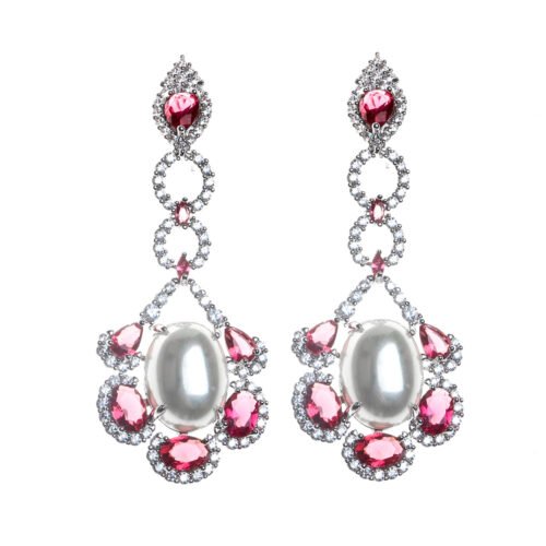 Elegant Large Pearl & French Zircon Earrings – High-End Niche Fashion Jewelry