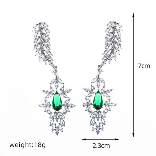 European & American Exaggerated Heavy‑Industry Zircon Long Tassel Earrings