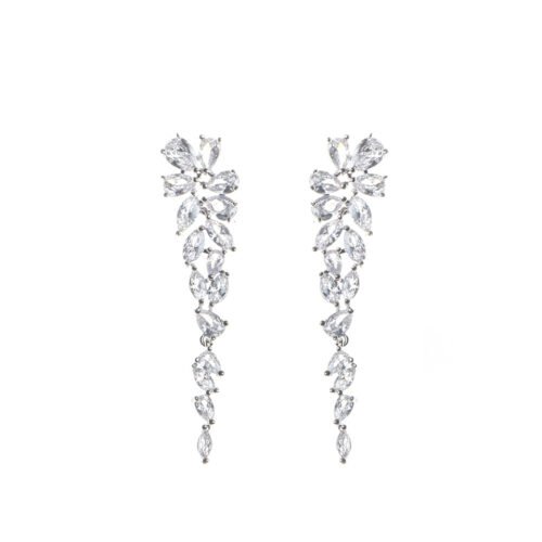 Cross‑Border European & American Diamond Long Zircon Tassel Earrings