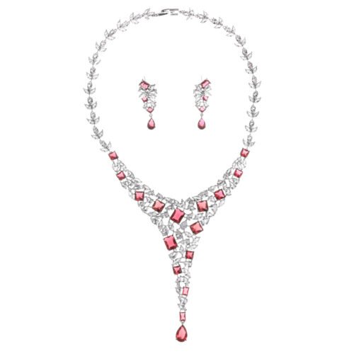 Full Diamond Bridal Jewelry 4-Piece Set – Necklace, Earrings & Bracelet