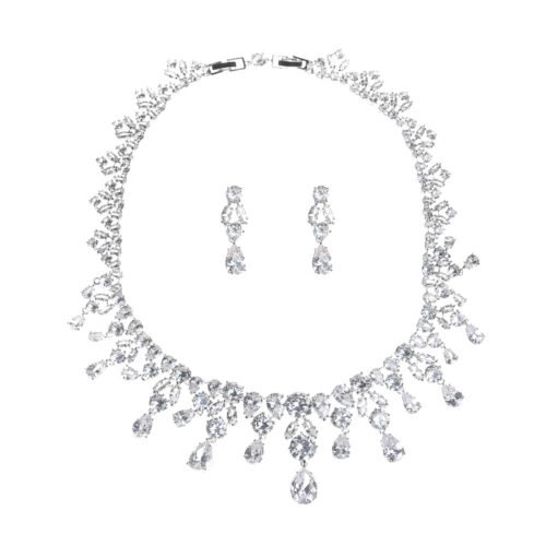 Luxury Zircon Bridal Necklace, Earrings & Headpiece Set – High-Grade Wedding Accessories