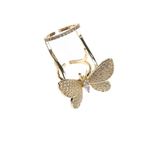 Japanese & Korean 3D Butterfly Zircon Micro-Inlay Ring – Trendy Personality Adjustable