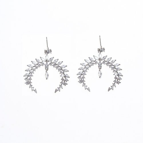 Cross-Border Retro Modern Hong Kong Style Large Zircon Dazzling Queen-Style Earrings