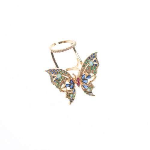Korean High‑End Zircon Butterfly Open Ring – Trendy Adjustable Fashion Jewelry for Women
