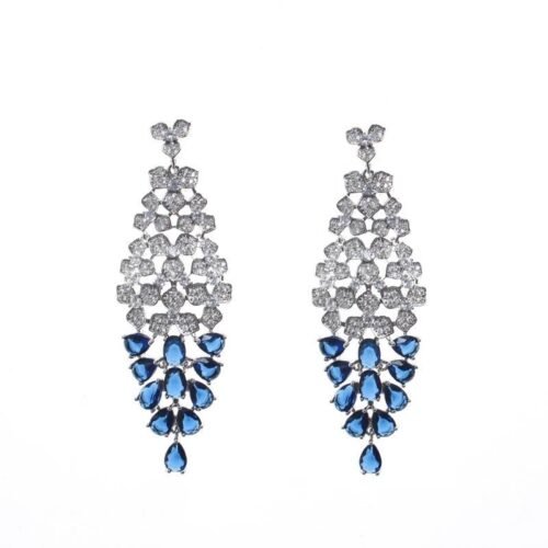 European & American Light Luxury Colorful Water Drop Zircon Tassel Earrings