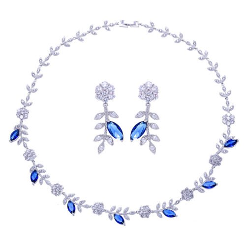 Japanese & Korean Retro Classic Camellia Zircon Necklace & Earrings Set