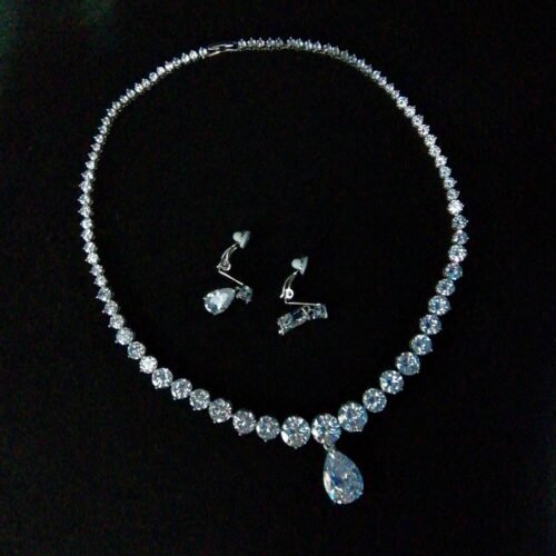 European & American Water Drop Zircon Necklace & Earrings Set — Bridal, Birthday & Banquet Jewelry