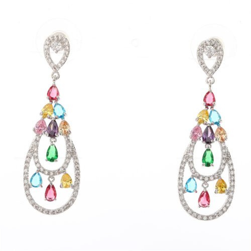 2025 Japanese & Korean Fashion Double‑Layer Water Drop Cut‑Out Zircon Earrings — Trendy Niche Design