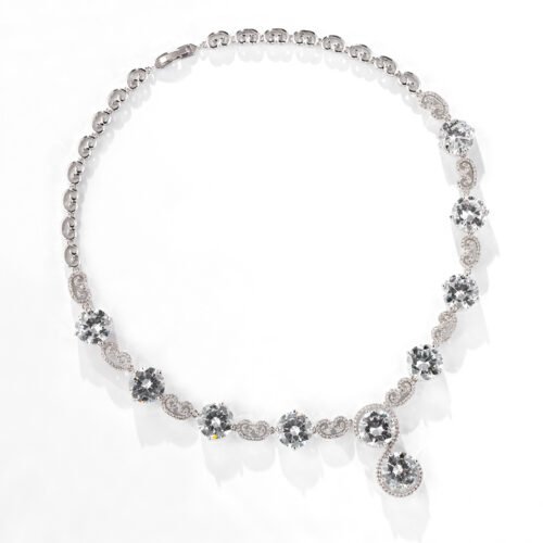 Cross‑Border Bridal Zircon Cloud Pattern Necklace & Earrings Set