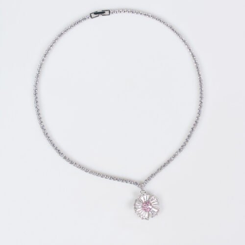 Flower Zircon Necklace & Earrings Set for Women – High‑End Fashion Jewelry