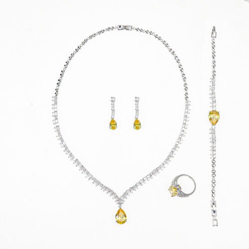 French Light Luxury Water Drop Tassel Bridal Necklace & Earrings Set — Elegant Evening & Wedding