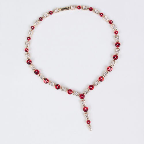 Elegant Ruby & Zircon Necklace & Earrings Set — Personalized Bridal & Banquet Jewelry