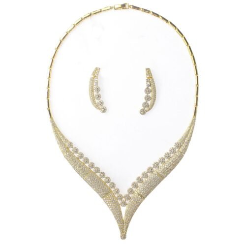 Cross‑Border Geometric Zircon Necklace — Exaggerated Luxury Banquet