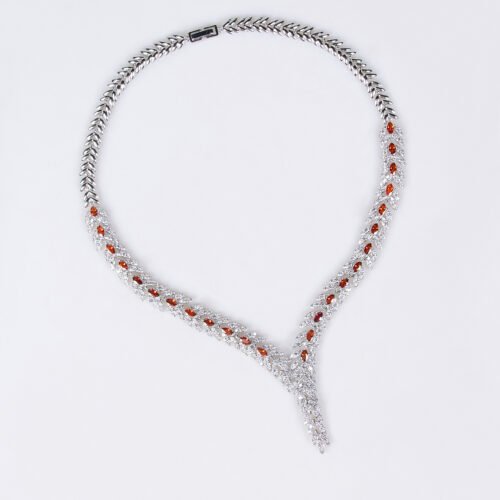 Bridal Zircon Necklace & Earrings Set – Luxury Platinum-Plated Jewelry