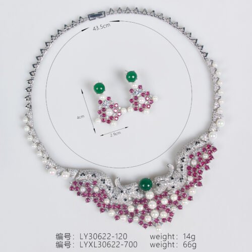 Luxury Red Corundum Necklace & Earrings Set — Elegant Bridal & Banquet