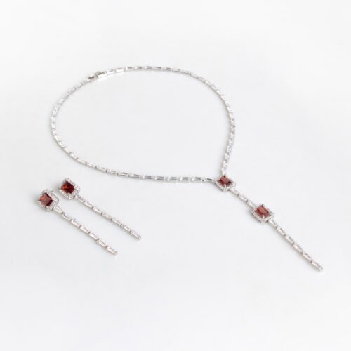 Geometric Square Bridal Necklace & Earrings Set – Elegant Banquet & Evening Jewelry