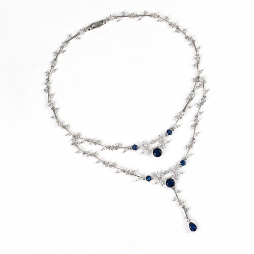 French Retro Double-Layer Diamond Flower Tassel Necklace – Light-Luxury Clavicle Jewelry