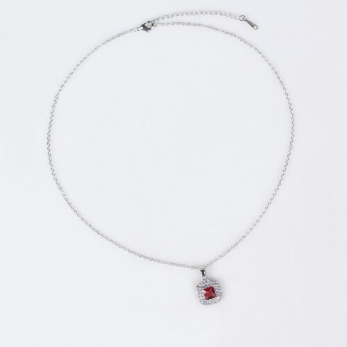 Korean‑Style Simple Geometric Square Zircon Necklace & Earrings Set