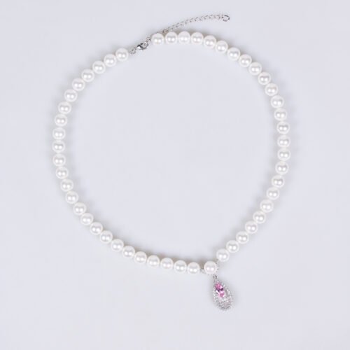 Diamond‑Encrusted Pearl Water Drop Pendant Necklace — French Retro High‑End Clavicle Chain Jewelry