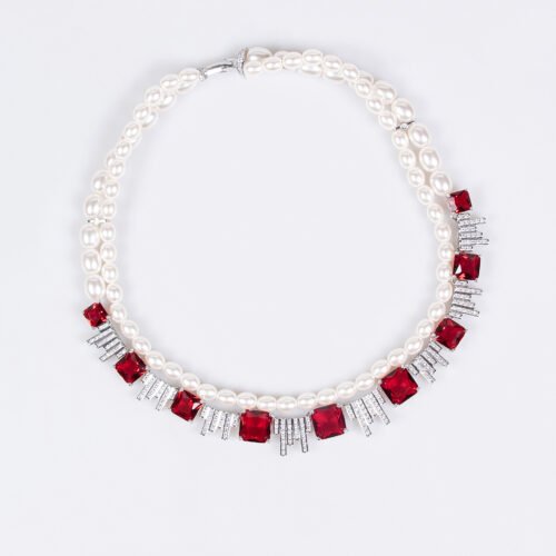 European & American Pearl‑Zircon Double‑Layer Necklace & Earrings Set — Luxury Versatile