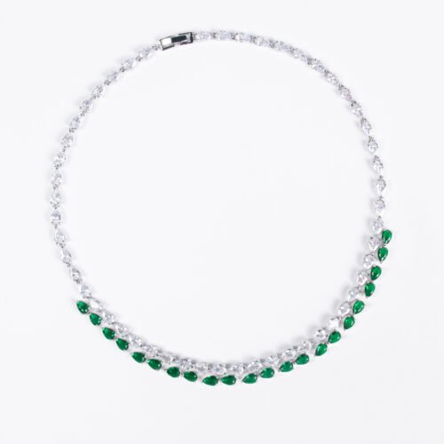 Korean Bride Water‑Drop Zircon Necklace & Earrings Set – Elegant Wedding & Bridal Jewelry