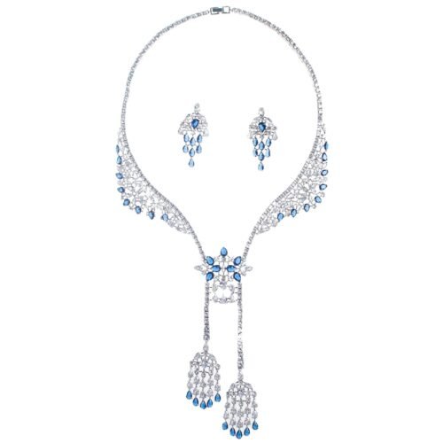 Luxury Tassel Water Drop Zircon Necklace & Earrings Set