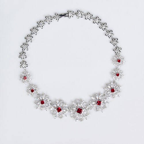 Luxury Zircon Necklace & Earrings Set – European & American High-End Dinner & Wedding Jewelry