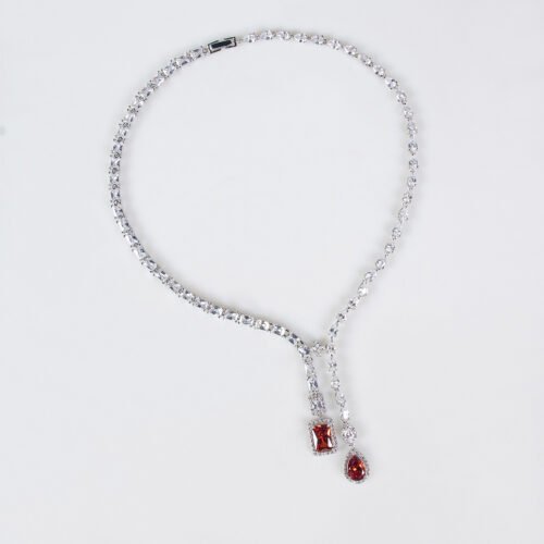 Luxury Water‑Drop Square Zircon Necklace Set – High‑End Celebrity Style Heavy‑Industry Design Jewelry