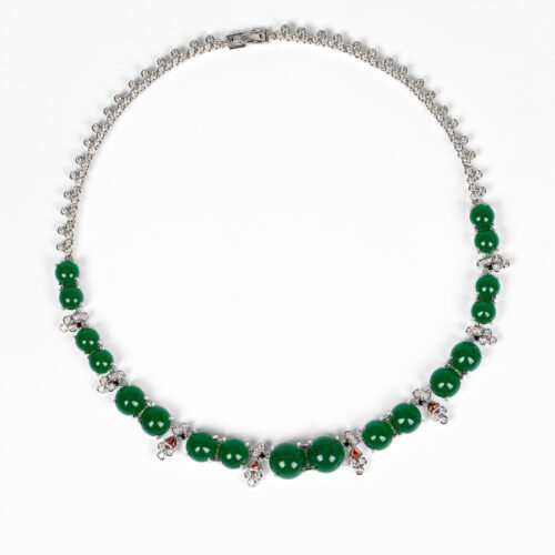 Fashion Zircon & Emerald Necklace & Earrings Set — Elegant High‑Style Jewelry