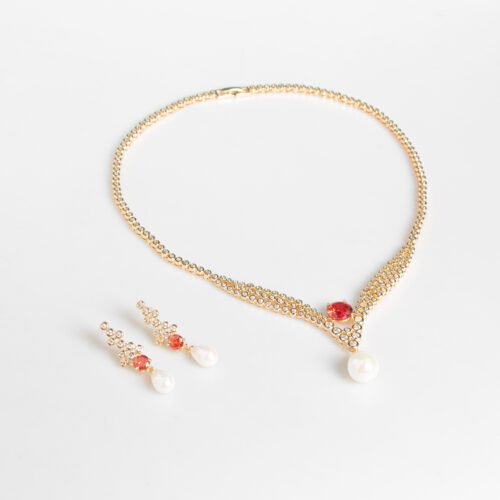 High-End Pearl Bridal Jewelry Set – Elegant Wedding Necklace & Earrings