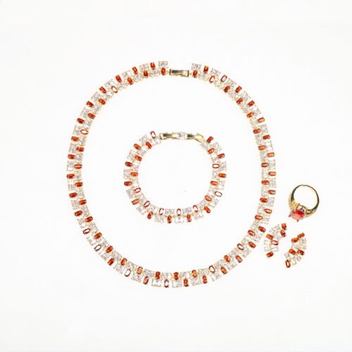 High‑Set Bridal Jewelry – Luxury 4‑Piece Necklace, Earrings, Bracelet & Ring Set