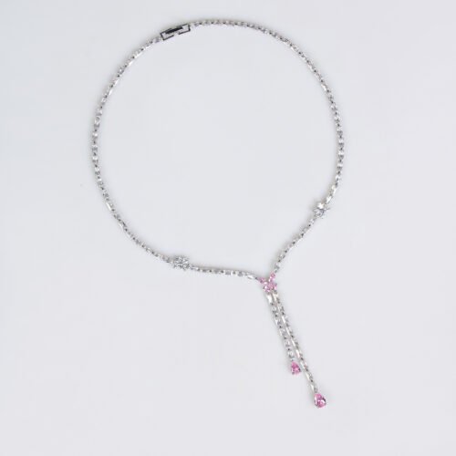 Korean-Style Zircon Flower Tassel Necklace & Earrings Set – Elegant Banquet & Everyday Jewelry