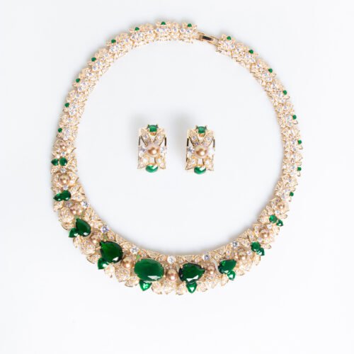 Full Diamond‑Style 4‑Piece Zircon Bridal Jewelry Set – Necklace, Earrings, Bracelet & Ring