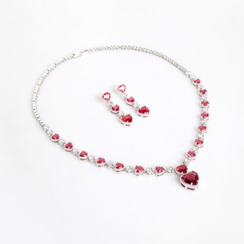 Cross‑Border Love Zircon Necklace & Earrings Set — Bridal & Wedding Jewelry