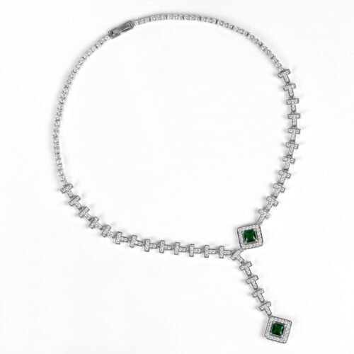 Heavy‑Duty Luxury Square Zircon Necklace & Earrings Set — Celebrity‑Style Micro‑Encrusted