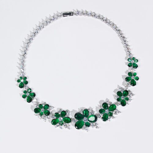 Cross‑Border Copper Zircon Necklace & Earrings Set — Elegant Wedding & Bridal Jewelry