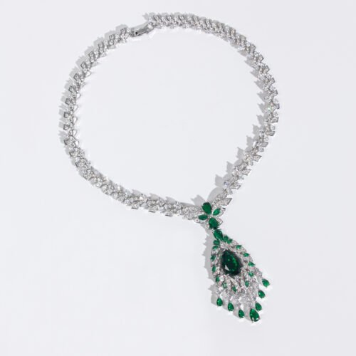 European & American Water Drop Zircon Necklace & Earrings Set — Light Luxury