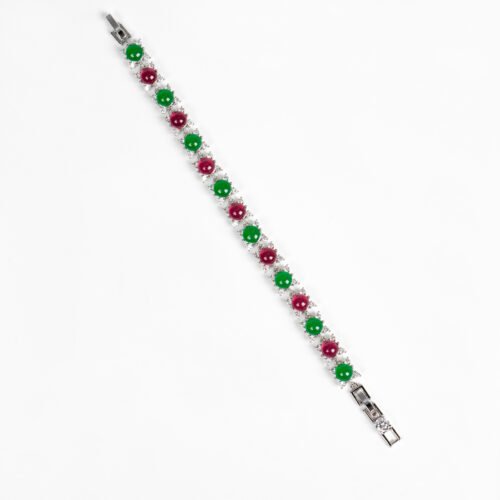 Light Luxury Chalcedony & Full‑Zircon Inlaid Bracelet – High‑End Platinum