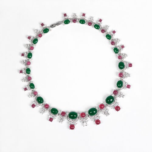 Cross‑Border Luxury Bridal Jewelry Set — Copper‑Inlaid 3A Zircon Necklace