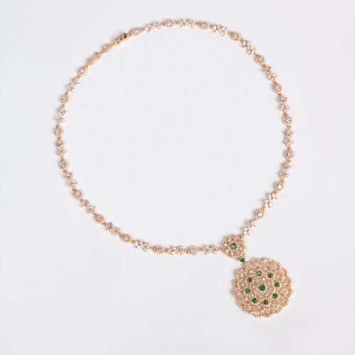 European Luxury Silver Garland Necklace & Hollow Pear-Shaped Flower Pendant Earrings Set